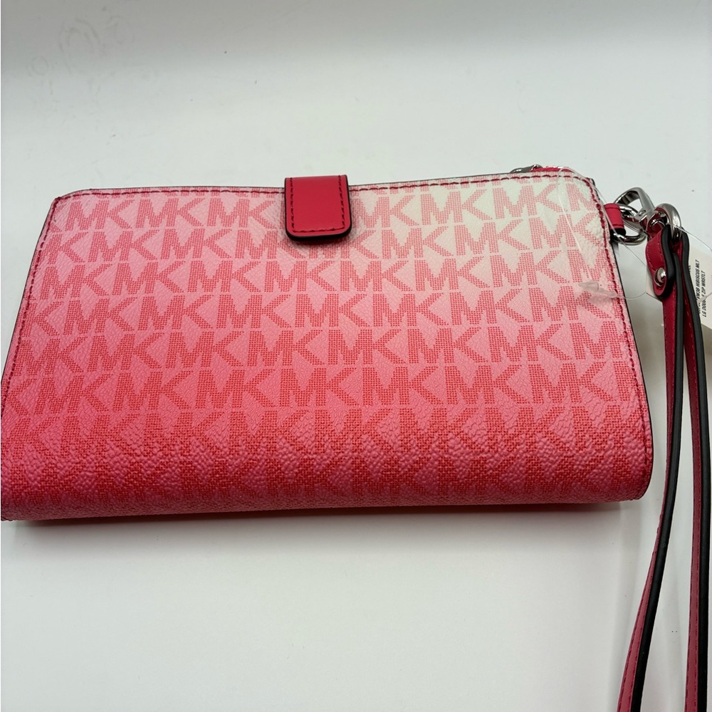 MICHAEL KORS Lg Ombré Signature Logo Double Zip Wristlet Wallet 
Hibiscus pink - Picture 8 of 8
